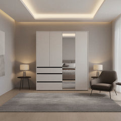 Belmont Mirrored Wardrobe with Drawers Cashmere