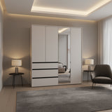 Belmont Mirrored Wardrobe with Drawers Cashmere