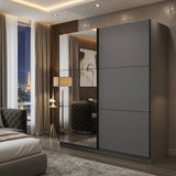Hartwell Sliding Wardrobe with Mirror - Grey